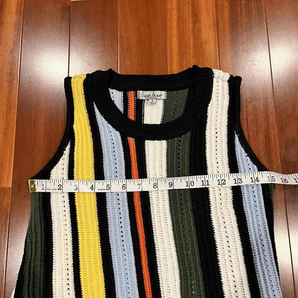 Crave Fame Black Multi Tank Top Stripe Knit Fringe Sweater Festival Boho Sz S - Picture 6 of 6